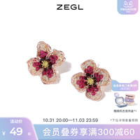 ZENGLIU ZEGL花朵耳环女小众设计感高级耳钉耳夹无耳洞925银针秋冬耳饰品