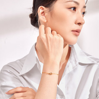 周六福 ZHOU LIU FU珠宝 黄18K金手链女款 环环相扣 双环彩金手链生日礼物女 C0710789 黄18K金 16+3cm