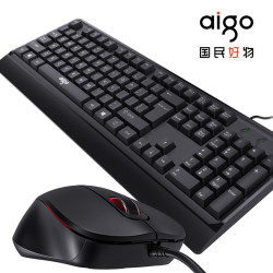 aigo 爱国者 键盘鼠标套装有线笔记本台式电脑通用键鼠套装家用办公专用打字游戏电竞专用外设机械手感