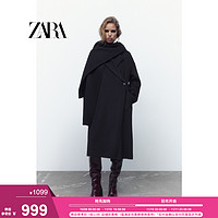 ZARA 秋冬新款 女装 带围巾双排扣大衣 5854222 800