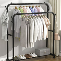 君米 晾衣架落地伸缩折叠可移动简易双杆式室内凉衣服架子阳台挂晒衣架