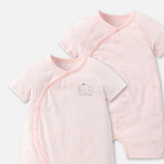 gb 好孩子 WN20230083 婴儿短袖连体衣 斜开款 2条装 粉红 90cm