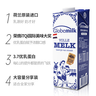 Globemilk 荷高 荷兰荷高全脂牛奶儿童老年人营养早餐奶单盒装纯牛奶1L