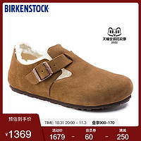 BIRKENSTOCK女秋冬毛毛鞋软木休闲鞋绒面革London系列