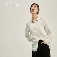 SANGLUO重磅真丝衬衫春夏气质百搭通勤OL100%桑蚕丝系带长袖上衣