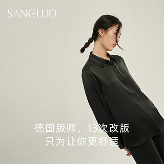 SANGLUO重磅真丝衬衫春夏气质百搭通勤OL100%桑蚕丝系带长袖上衣