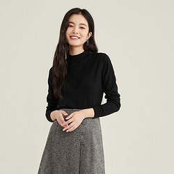 Mcnulty PRICH女装春夏季绵羊毛纯色立领时尚休闲舒适气质设计感镂空衫 19黑色 160