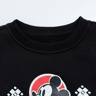 Disney 迪士尼 男童圆领卫衣 223S1787 黑红 90cm