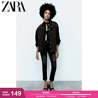 ZARA 秋冬新款 女装 黑色宽松牛仔夹克外套 4979024 800