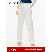 MO&Co;. 摩安珂 春季新品纯棉中性工装风直筒裤MBO1PAT002 摩安珂 米白色 M165