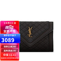 SAINT LAURENT YSL 22新款GABY系列 女士小号黑小羊皮方形绗缝信封钱包 黑色