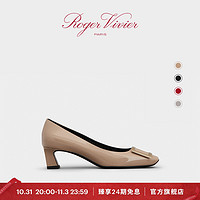 Roger Vivier 罗杰维维亚 RV女鞋Trompette经典方扣高跟鞋漆皮中跟单鞋婚鞋