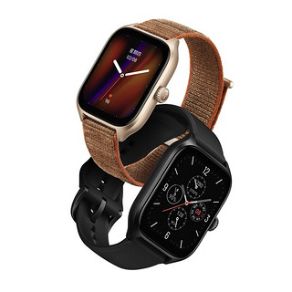 AMAZFIT 跃我 GTS 4 智能手表 1.75英寸 金色铝合金表壳 花漾粉氟胶表带（GPS、血氧）