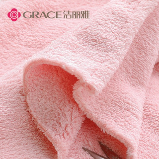 洁丽雅（Grace）干发帽女 吸水柔软加厚速干毛巾包头巾可爱干发巾 粉色1条（160克加厚） 63*26cm
