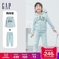 Gap 盖璞 男幼童冬季新款LOGO连帽法式圈织软卫衣卫裤 洋气运动两件套装