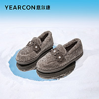 YEARCON 意尔康 女鞋2022冬季新款平底低帮雪地靴加绒保暖短靴毛毛鞋棉靴