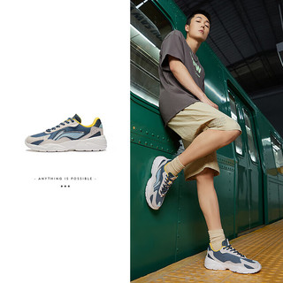 李宁 LI-NING男鞋运动时尚鞋2022秋冬流岩男子厚底增高经典休闲鞋AGCS267 石灰蓝/白沙灰/浅冰蓝-2 41