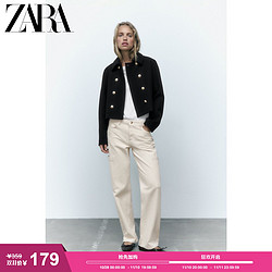 ZARA 秋冬新款 女装 金色排扣饰翻领长袖短外套 3046289 800