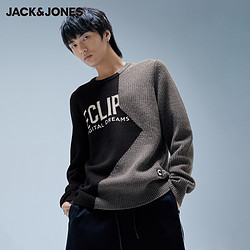 JACK&JONES 杰克琼斯 男士字母织花圆领针织衫 220425007