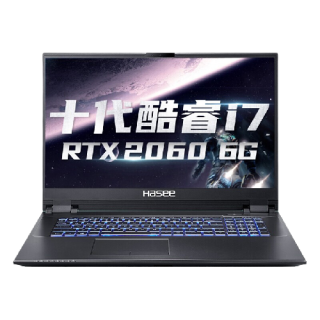 Hasee 神舟 战神 G8-CU7PK 十代酷睿版 17.3英寸 游戏本 黑色（酷睿i7-10750H、RTX 2060 6G、16GB、256GB SSD+1TB HDD、1080P、IPS、144Hz）