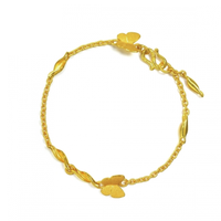 Chow Sang Sang 周生生 13954B 蝴蝶足金手链 17cm 6.65g