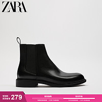 ZARA 冬季新品  男鞋 黑色经典英伦切尔西短靴 2029820 040