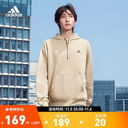 adidas 阿迪达斯 官方男女冬季新款情侣款加绒加厚运动连帽套头长袖卫衣IB2712 土地棕 A/XL