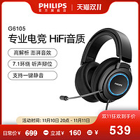 PHILIPS 飞利浦 TAG6105 耳罩式头戴式有线耳机 黑色 USB口