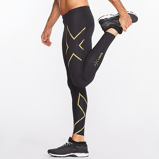 2XU Light Speed系列压缩长裤 MCS紧身裤男专业速干跑步训练健身 灰蓝色反光logo M