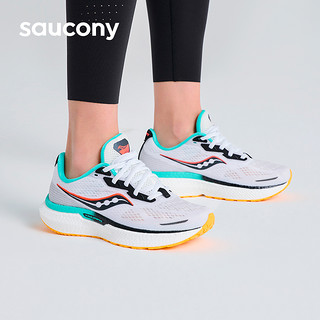 Saucony索康尼Triumph胜利19跑步鞋女轻便透气运动鞋训练减震跑鞋 44 白色机甲