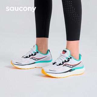 Saucony索康尼Triumph胜利19跑步鞋女轻便透气运动鞋训练减震跑鞋 44 白色机甲