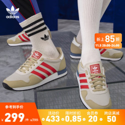 adidas 阿迪达斯 三叶草USA 84 男女 冬季经典运动鞋 米色/米黄/红 41(255mm)
