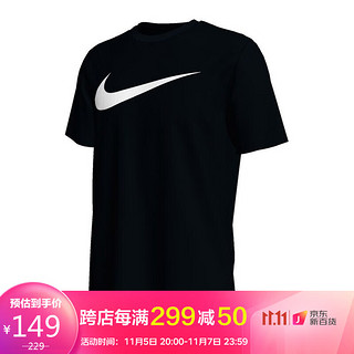 NIKE 耐克 男子 T恤 轻盈 柔软 SPORTSWEAR SWOOSH 短袖文化衫 DC5095-010黑色XL码
