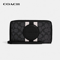 COACH 蔻驰 奢侈品女士手拿包黑灰色织物配皮 C9073SVRT6