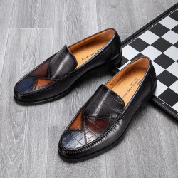 tibaoaucheho迪宝阿治奥2022新款乐福鞋男一脚蹬石头纹英伦真皮休闲