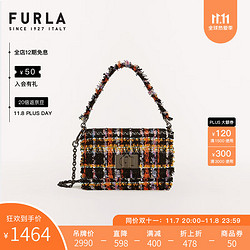 FURLA 芙拉 [双十一狂欢]FURLA芙拉1927 女士复古粗花呢面料格纹斜挎迷你包 黑色花色