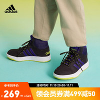 adidas 阿迪达斯 HOOPS MID 2.0 K 男小童 中帮篮球板鞋运动板鞋 GZ7797 黑/蓝 37(230mm)
