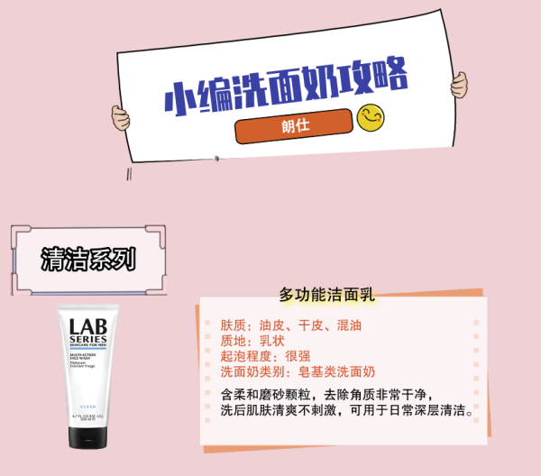 LAB SERIES 朗仕 男士多功能柔珠洁面乳 100ml(赠 多功能洁面30ml*2+颈枕+耳机包)