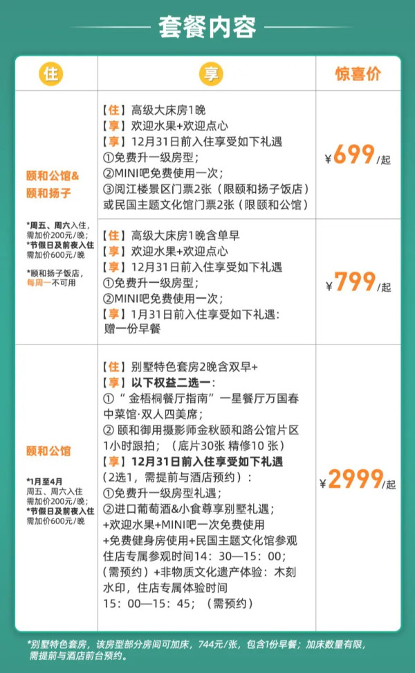 住民国别墅,忆金陵时光!南京颐和公馆/颐和扬子饭店 指定房型1-2晚套餐(含欢迎水果点心+限时免升)
