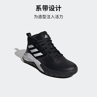 adidas阿迪达斯官方OWNTHEGAME K WIDE男女儿童团队款实战中帮篮球运动鞋 一号黑/白 37(230mm)