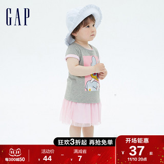 Gap女幼童纯棉T恤701050夏季2022新款童装趣味上衣