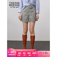 TEENIE WEENIE TeenieWeenie小熊格纹宽松直筒韩版西裤短裤收腰夏季女装 灰色 155/XS