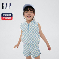 Gap 盖璞 女幼童LOGO棋盘格印花运动上衣402617 秋冬新款童装连帽潮