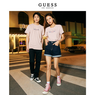 GUESS 男女同款字母LOGO棉学院风短袖T恤-Q1FK26K2Q43