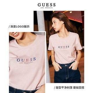 GUESS 男女同款字母LOGO棉学院风短袖T恤-Q1FK26K2Q43