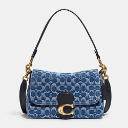 COACH 蔻驰 经典标志丹宁布SOFT TABBY单肩包 CA105 B4UDF