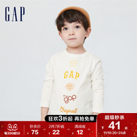 Gap男幼童秋冬2022新款LOGO洋气纯棉长袖T恤461418童装运动上衣
