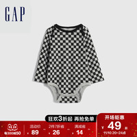 Gap婴儿秋冬2022新款纯棉棋盘格连体衣771585童装爬服