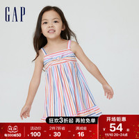 Gap女幼童纯棉蝴蝶结条纹连衣裙860050夏季2022新款童装吊带裙