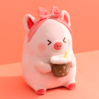 MINISO 名创优品 小猪B-BO系列 宅小妹坐姿公仔毛绒玩具 27cm